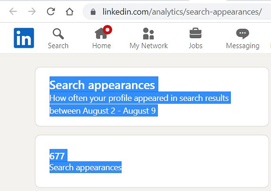 LinkedIn Search Appearances LinkedIn Search Appearances
