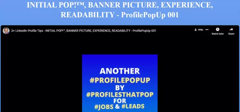 ProfilePopUp 001 - BANNER PICTURE, EXPERIENCE, READABILITY - #ProfilesThatPOP