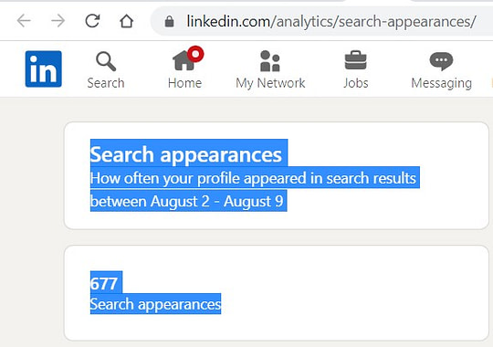 LinkedIn Search Appearances
